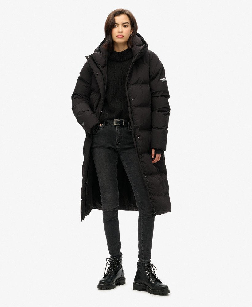 Women’s Superdry Longline Puffer Coat in Black