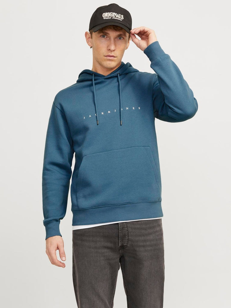 Jack&Jones Logo Hoodie in Blue Oceanview