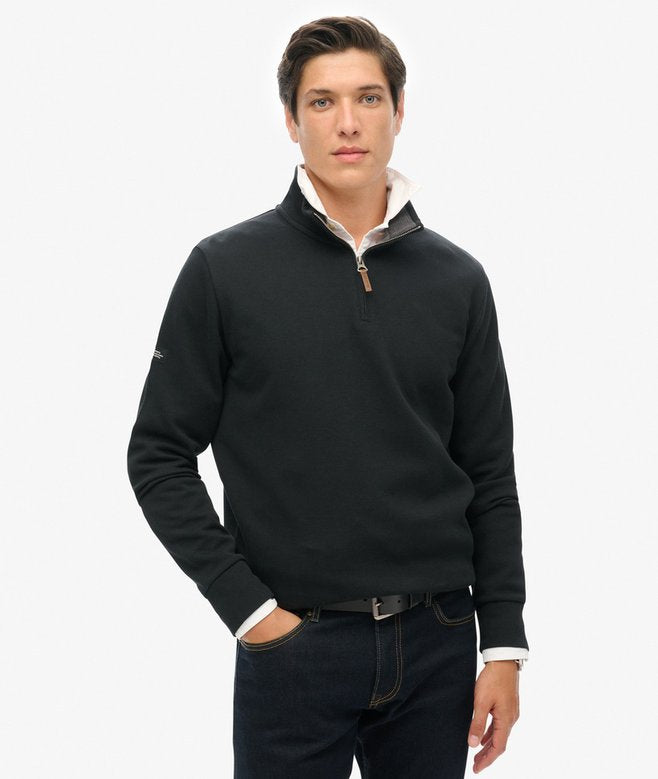 Superdry Core Pique Half Zip Sweatshirt in Black